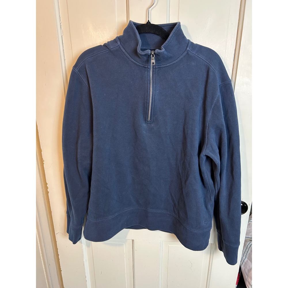 Banana Republic Mens Navy Blue 1/4 Zip Heavyweight Pullover Sweatshirt L 1906777
